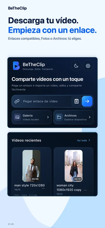 iPhone · Descarga tu vídeo. Empieza con un enlace.