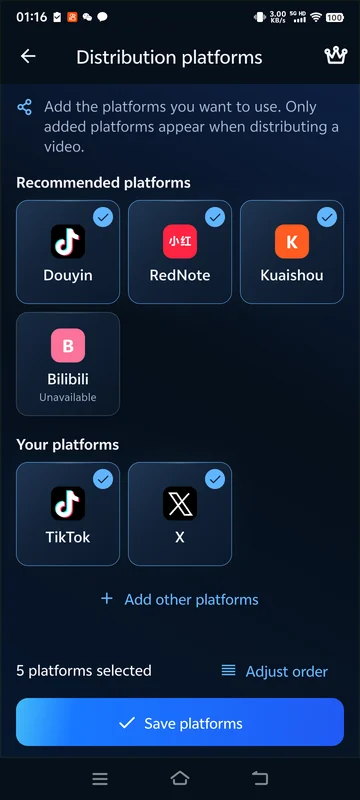 Actual English BeTheClip Android interface