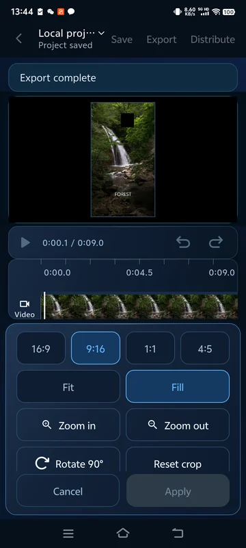 Reopened saved 9:16 framing at a display size of 1080 × 1920.