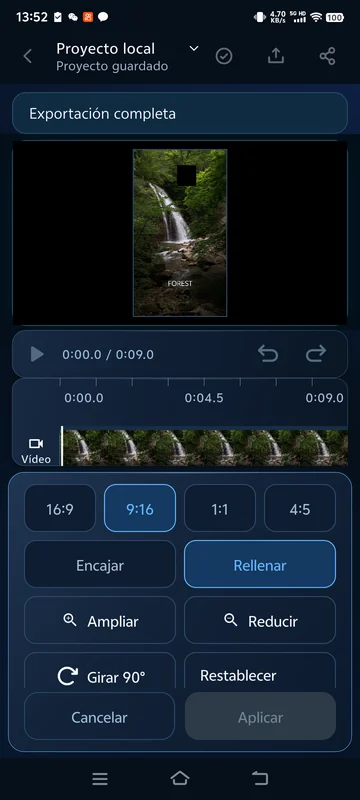 Encuadre 9:16 guardado abierto de nuevo, con tamaño de visualización de 1080 × 1920.