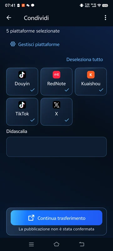 Interfaccia Android reale di BeTheClip
