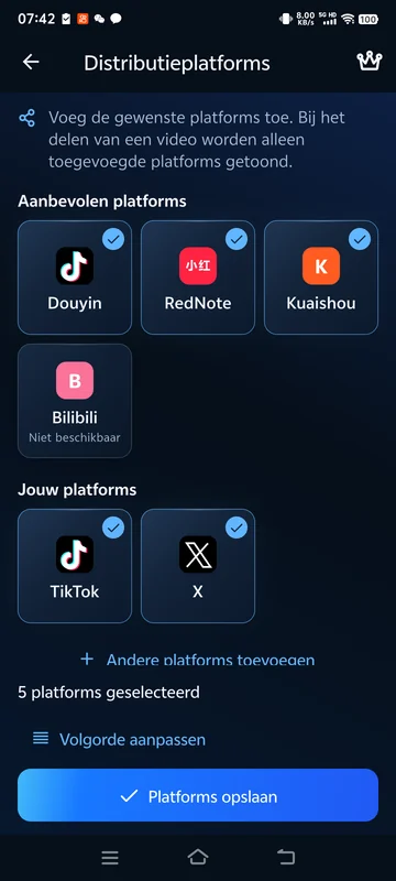 Echte Android-interface van BeTheClip