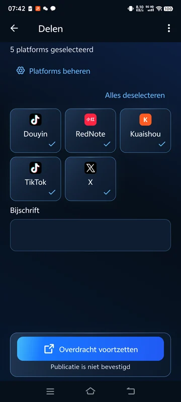 Echte Android-interface van BeTheClip