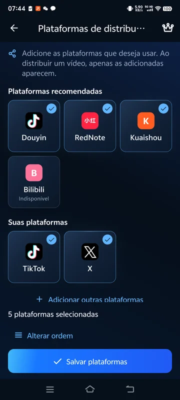 Interface real do BeTheClip para Android